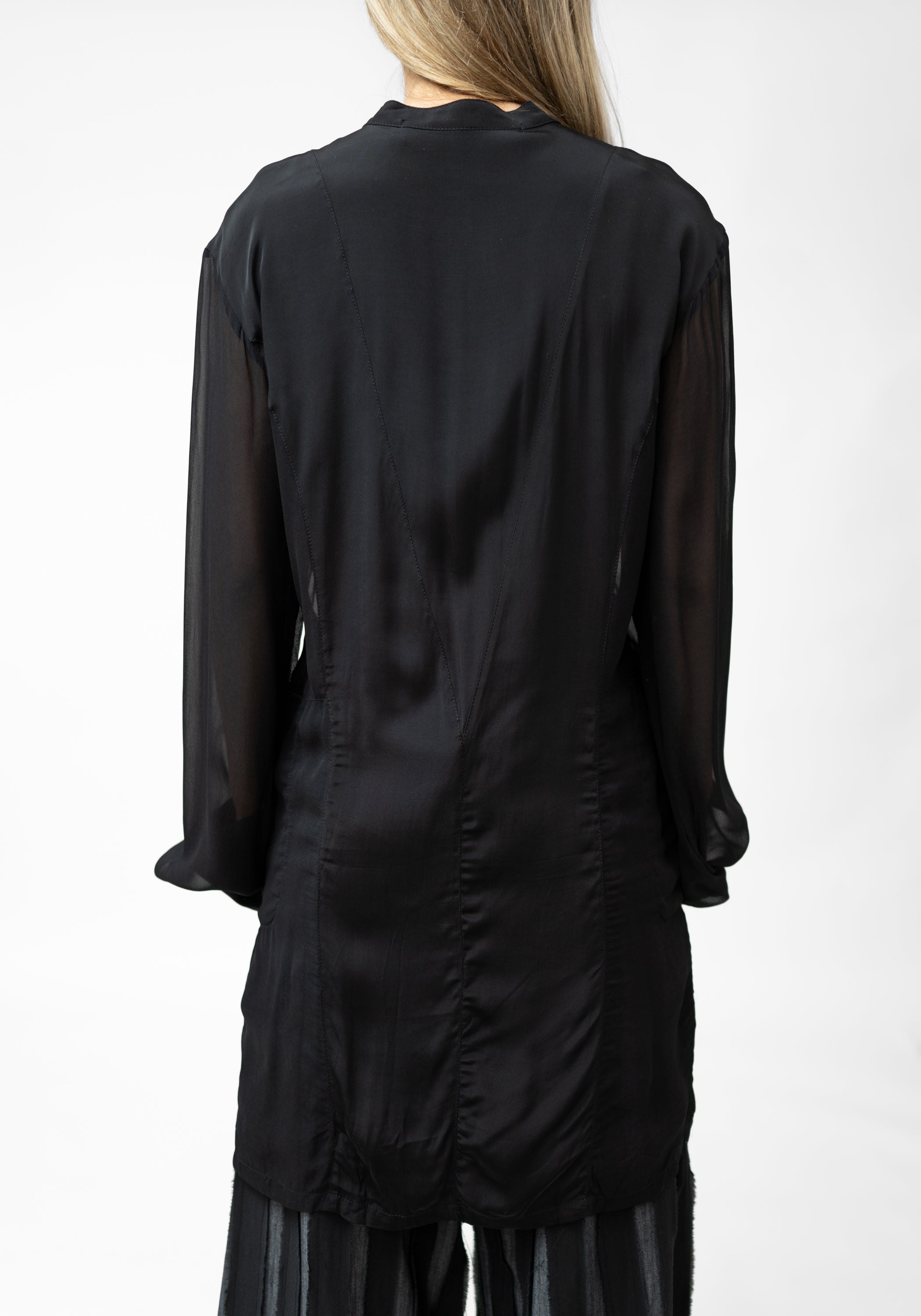 Gyrinna Asymmetric Semi-Sheer Panels Tailored Blouse - December Thieves
