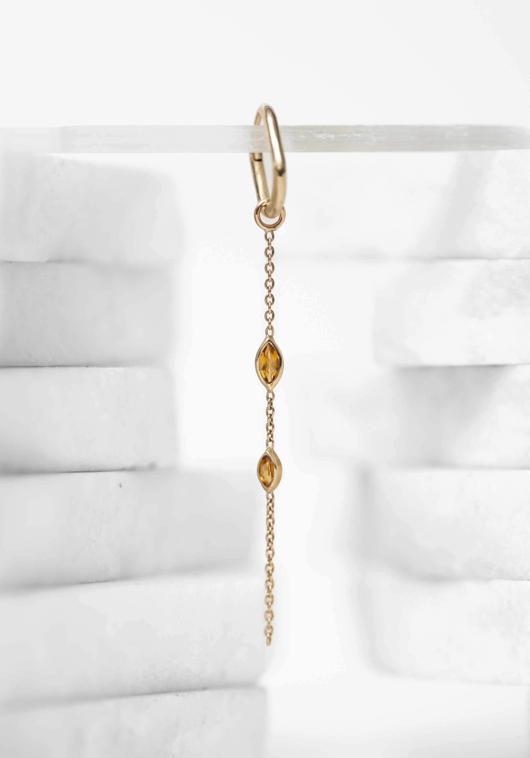 Single 9k Gold Oval Clicker Hoop and Citrine Chain Plaque - December Thieves
