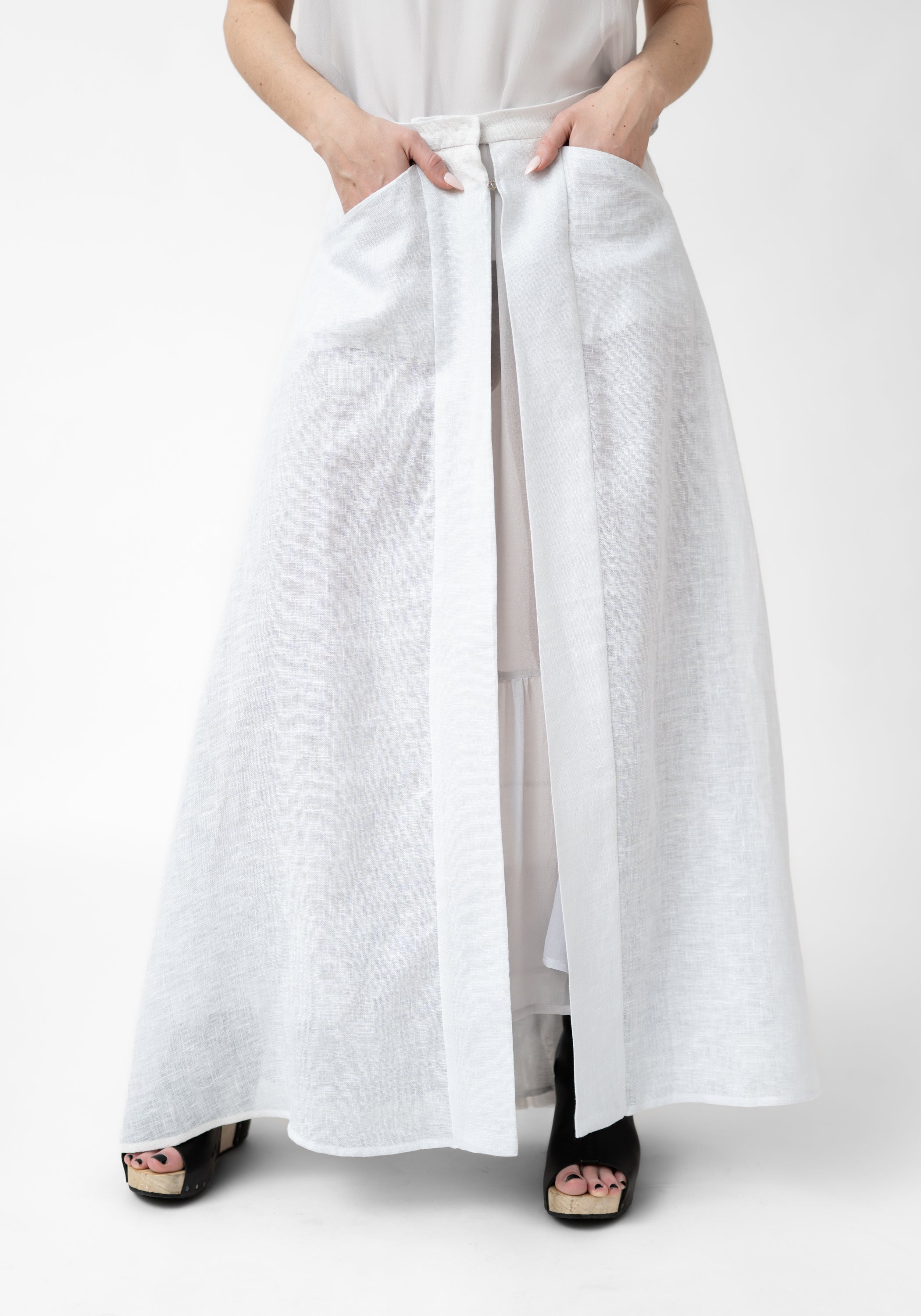 White Matte Stella Blue Overlay Skirt - December Thieves