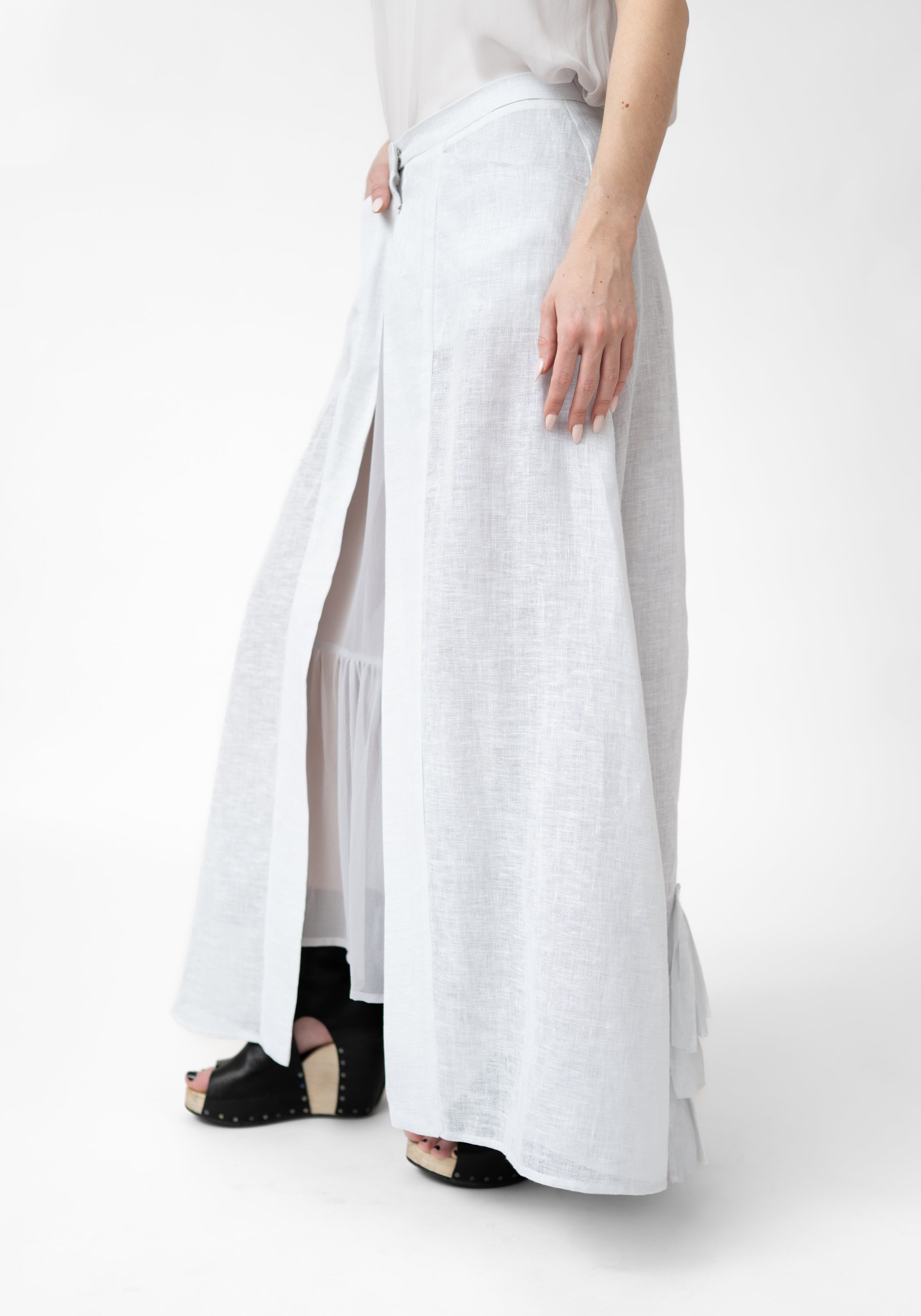 White Matte Stella Blue Overlay Skirt - December Thieves