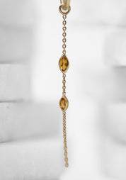 Single 9k Gold Oval Clicker Hoop and Citrine Chain Plaque - December Thieves