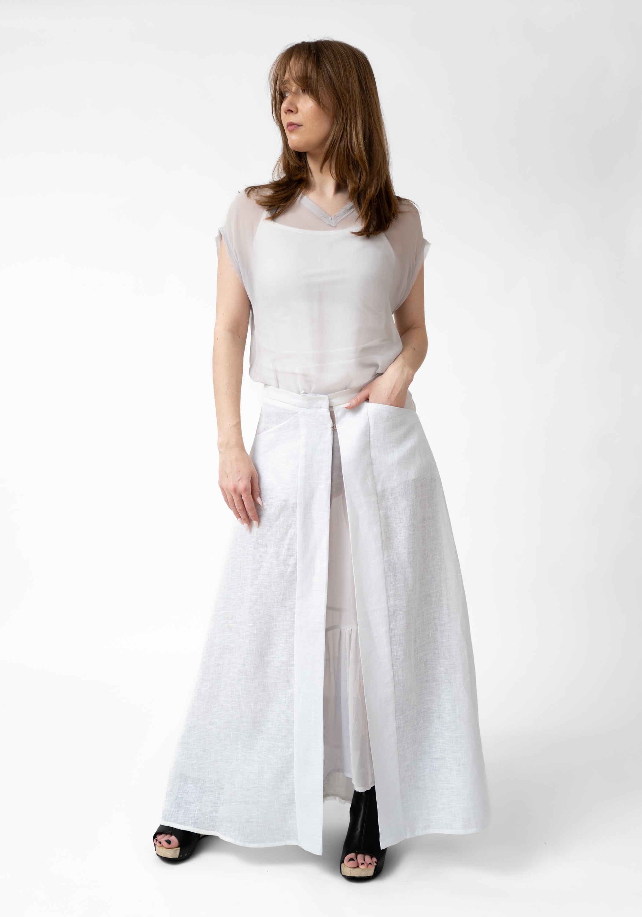 White Matte Stella Blue Overlay Skirt - December Thieves