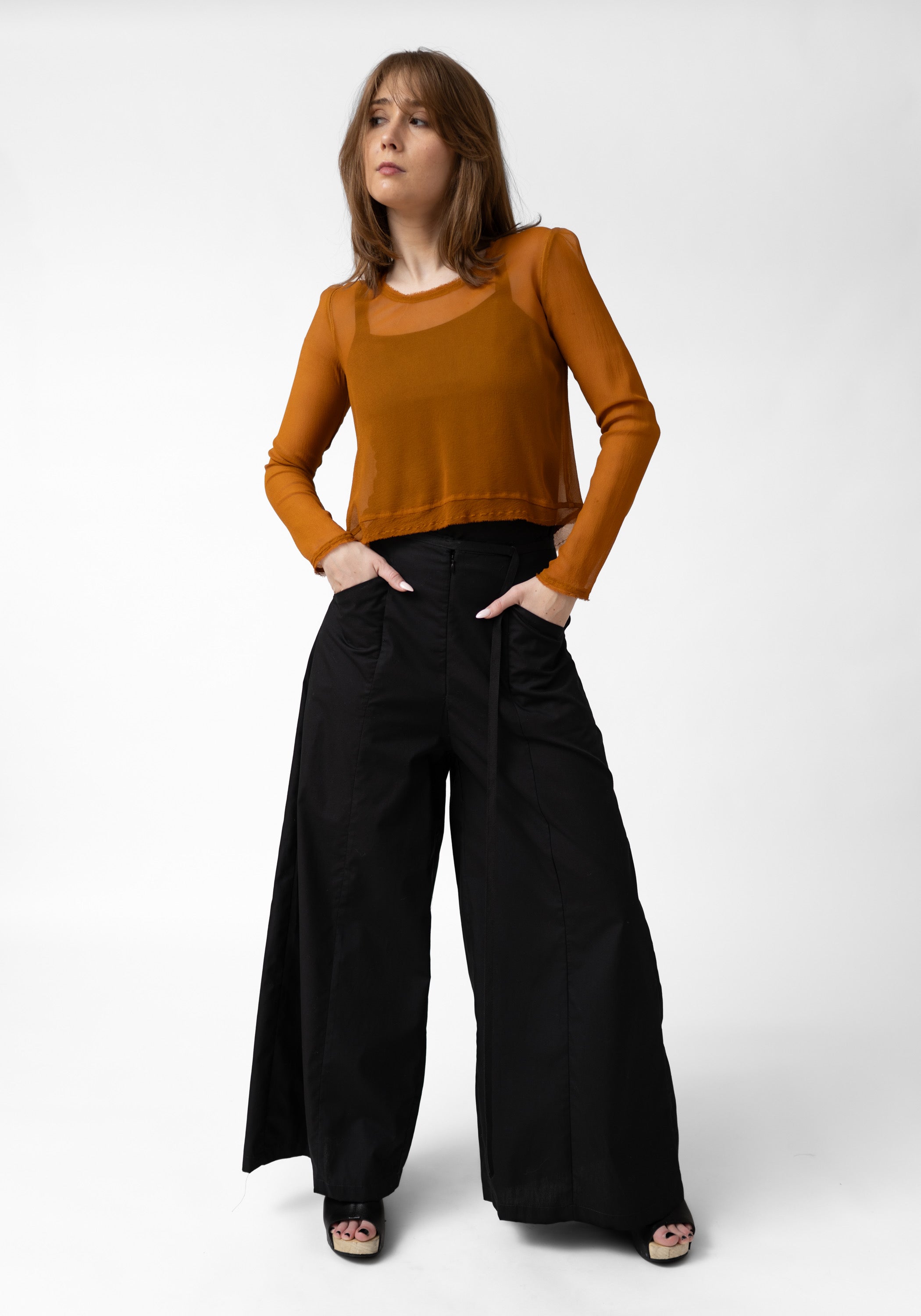 Mustard Dharma Chiffon Silk Cocoon Pullover Blouse - December Thieves