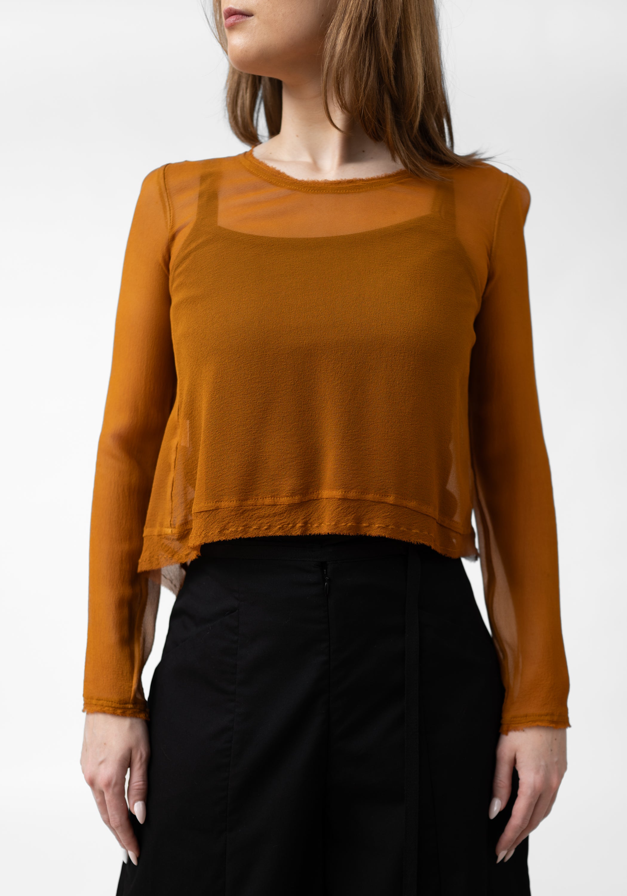 Mustard Dharma Chiffon Silk Cocoon Pullover Blouse - December Thieves