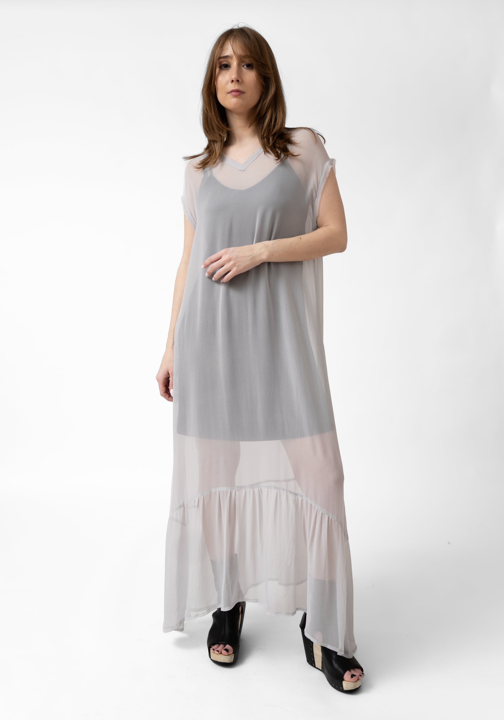 Gray Silk Chiffon Shady Lady Dress - December Thieves