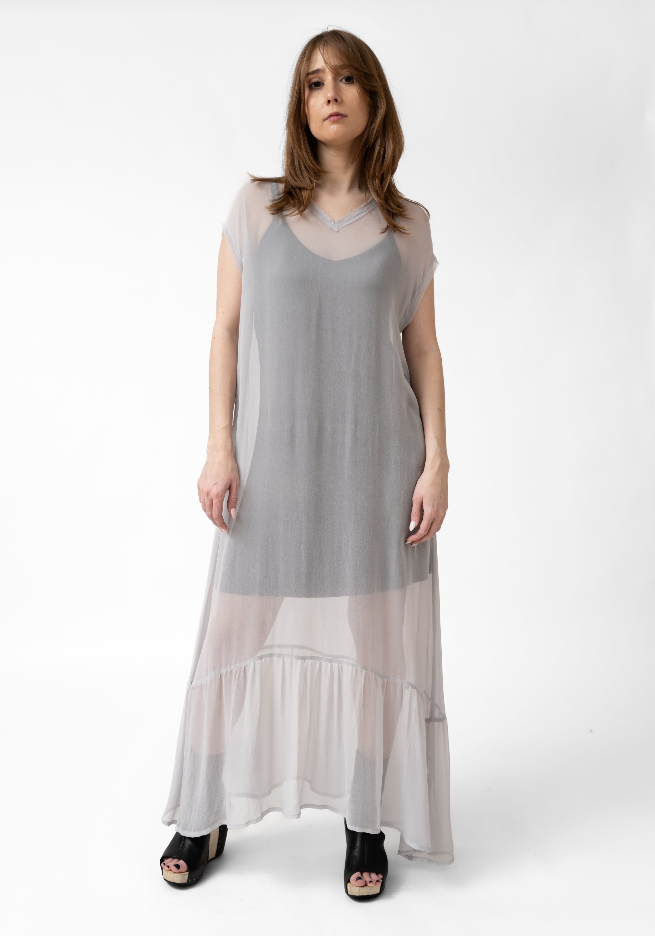 Gray Silk Chiffon Shady Lady Dress - December Thieves