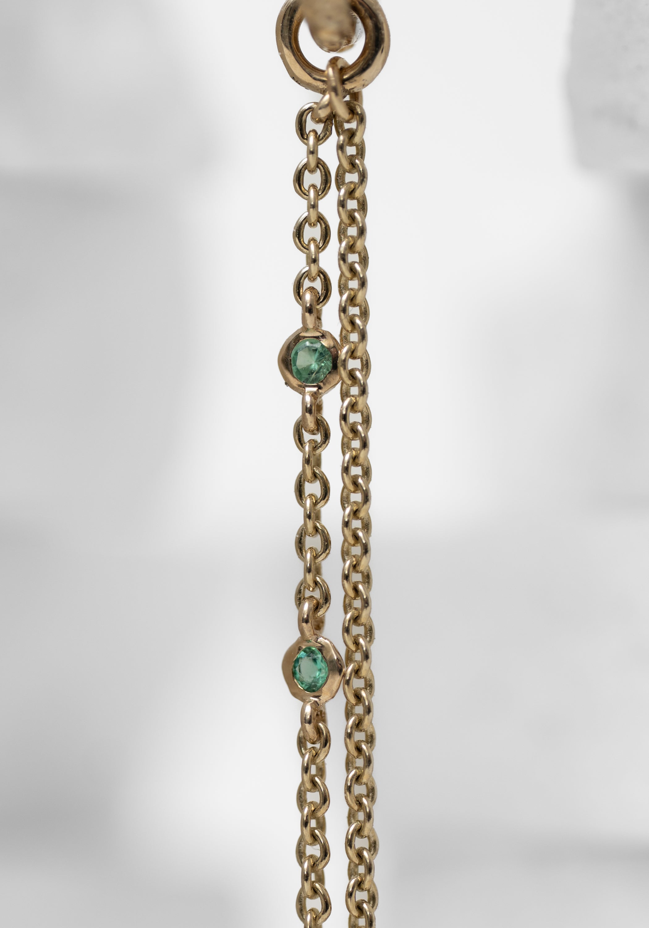 Single 9k Gold Engraved Clicker Hoop and Emerald Duo Chain Plaque - December Thieves