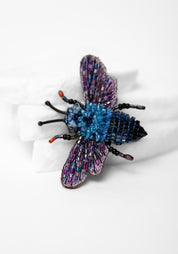 Blue Bumble Bee Embroidered Pin - December Thieves