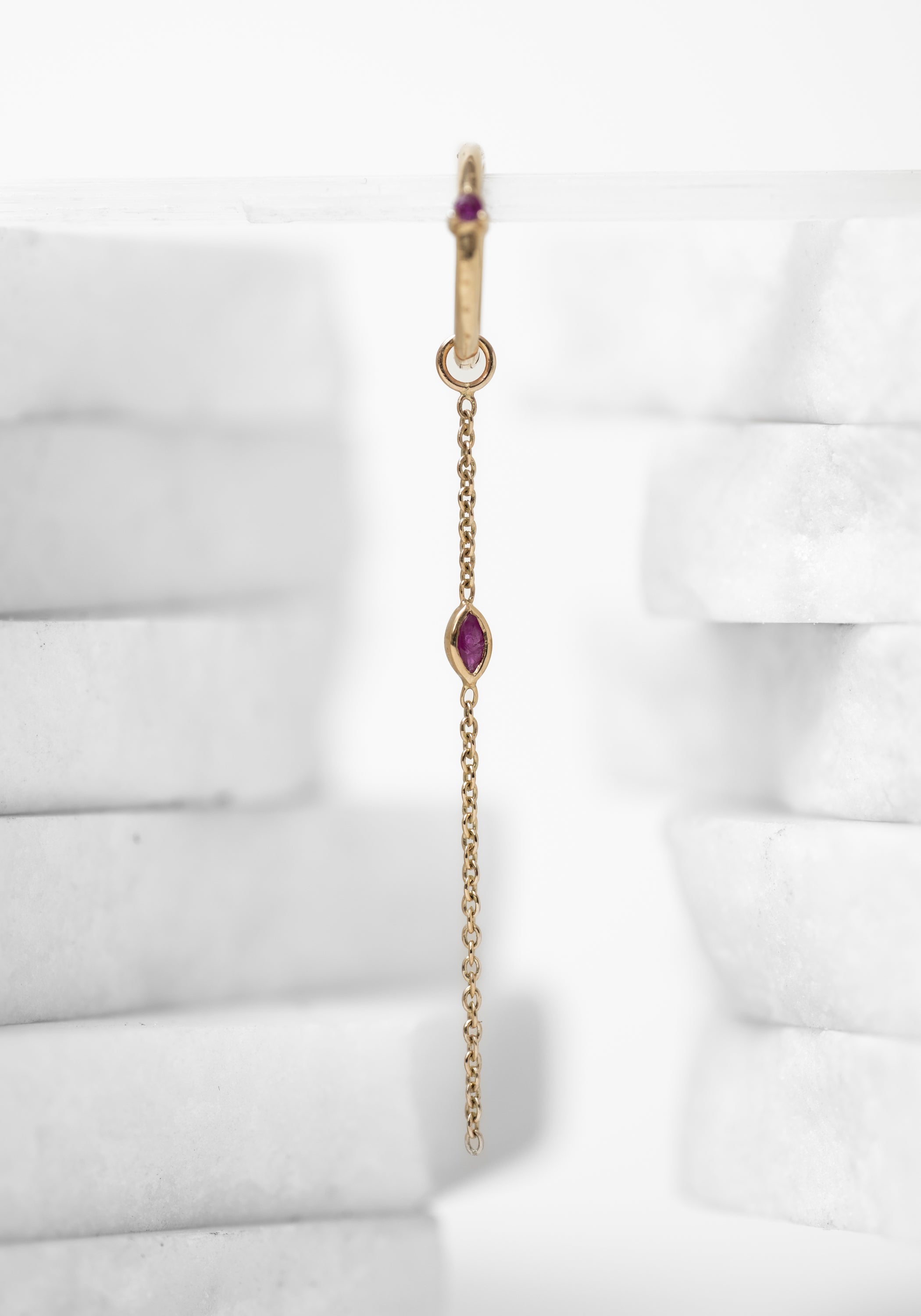 Single 9k Gold Ruby Clicker Hoop and Marquise Plaque - December Thieves