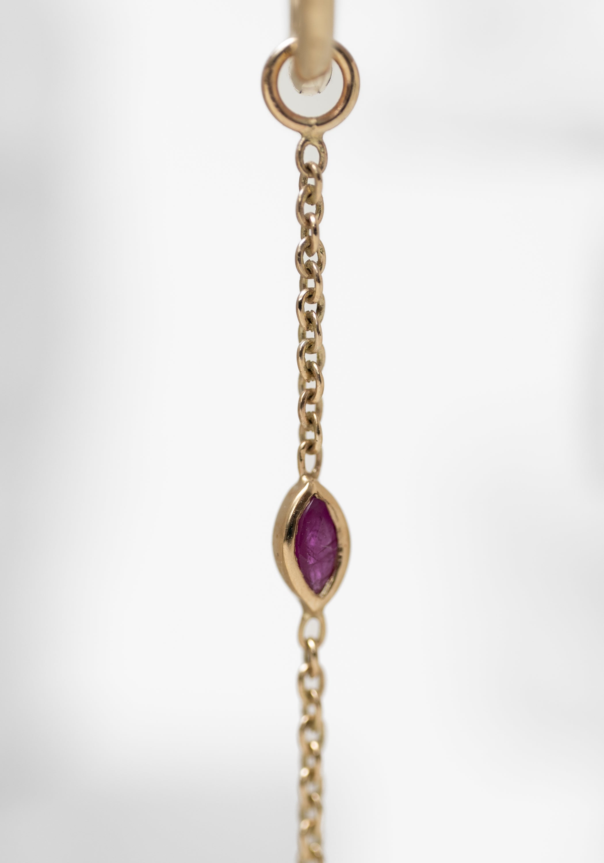 Single 9k Gold Ruby Clicker Hoop and Marquise Plaque - December Thieves
