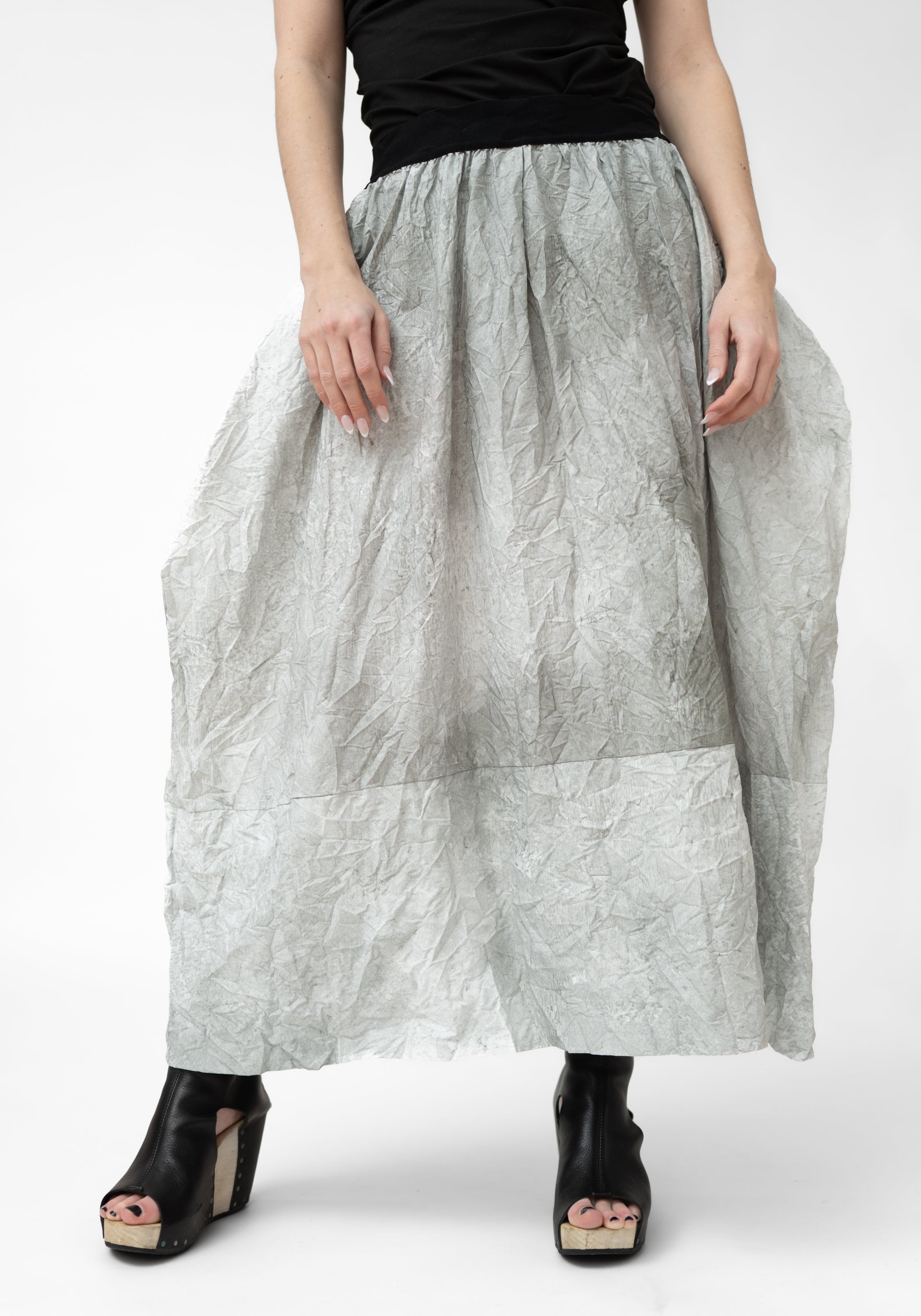 Printed Paneled Bubble Maxi Skirt - December Thieves