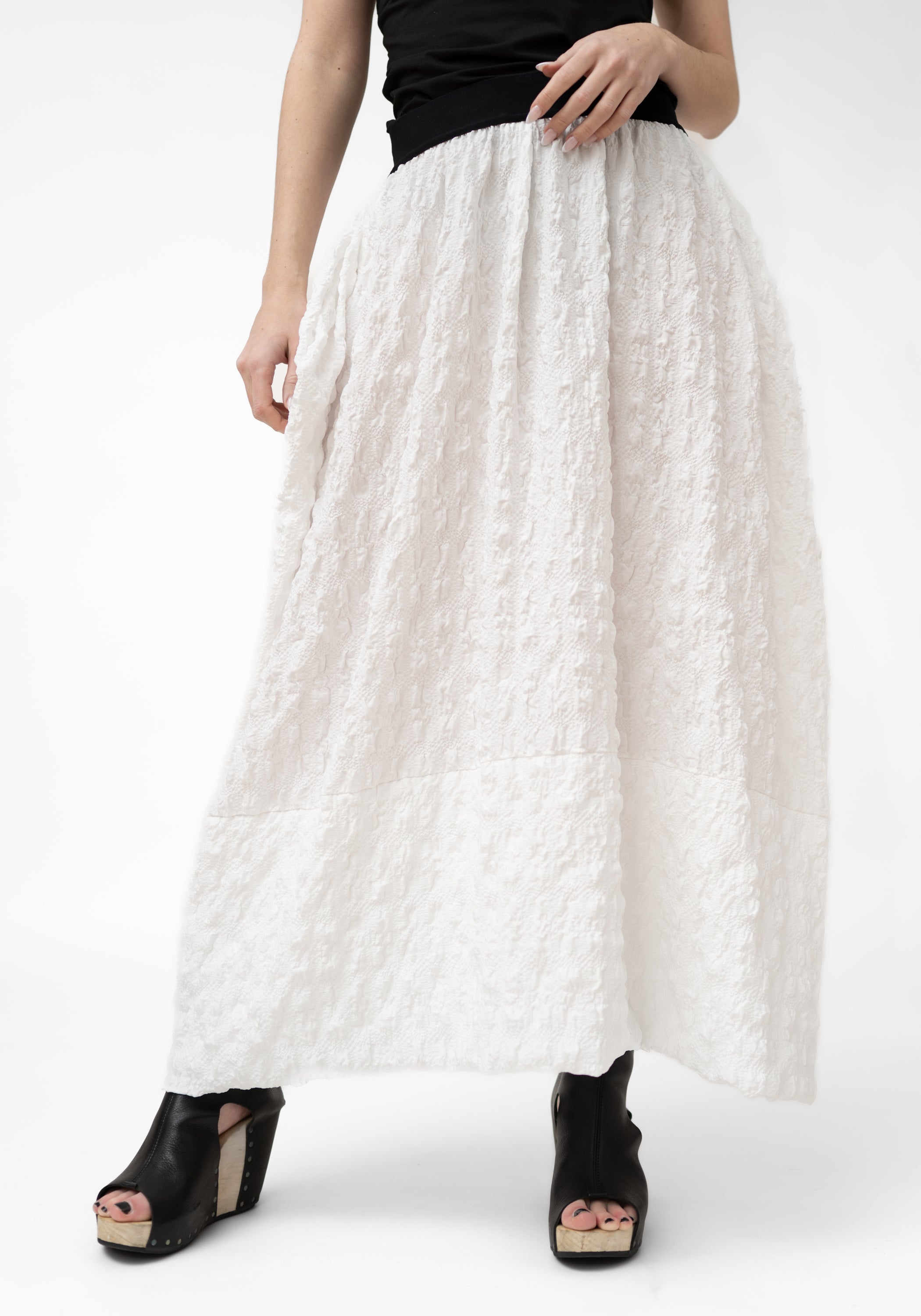 Smocked Bubble Maxi Skirt