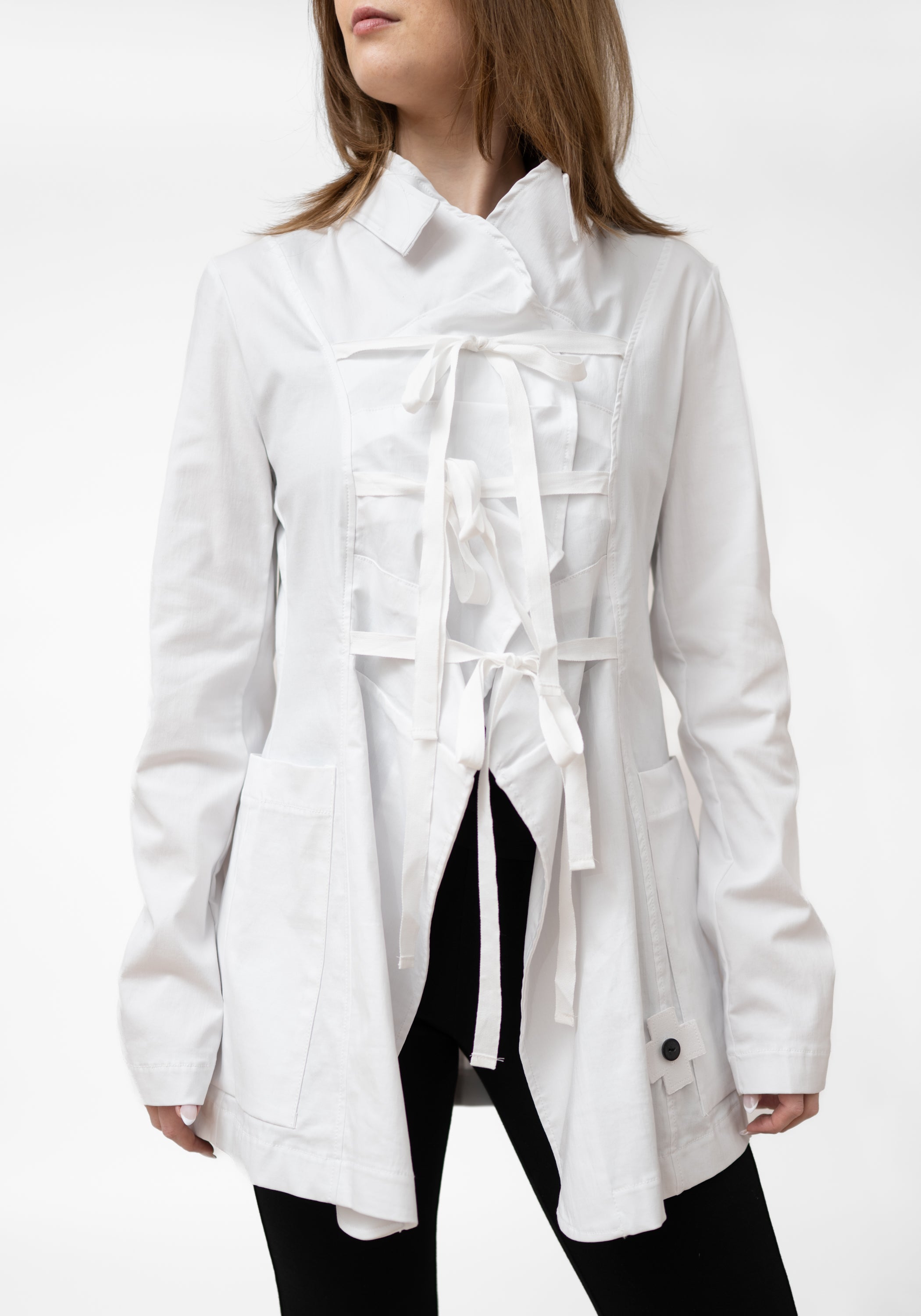 Tie Front Ruffle Blazer