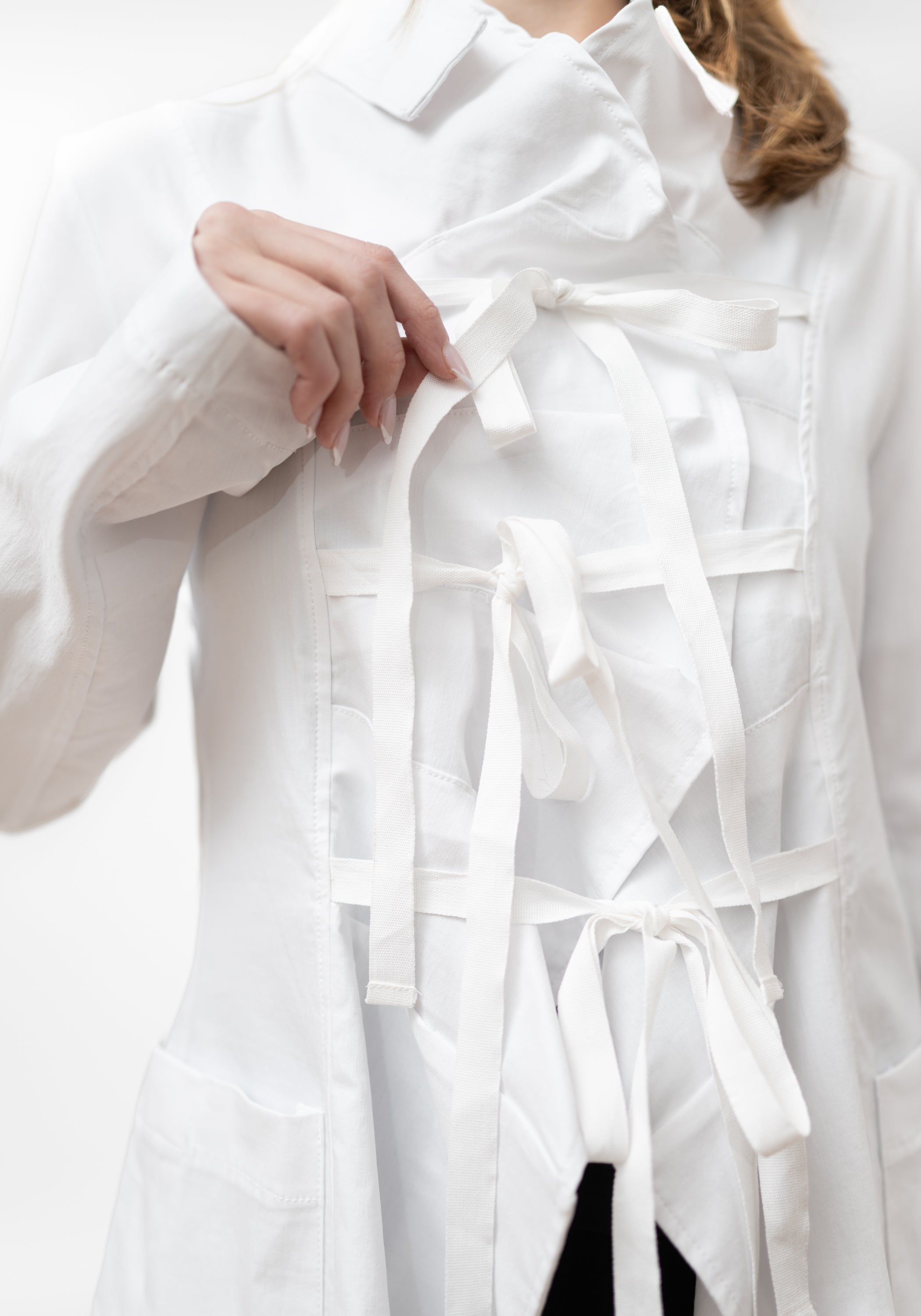 Tie Front Ruffle Blazer