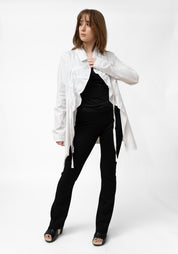Tie Front Ruffle Blazer