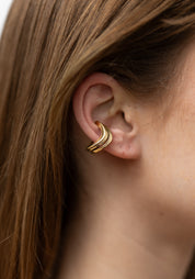 Wavy Plated Stainless Triple Ear Cuff