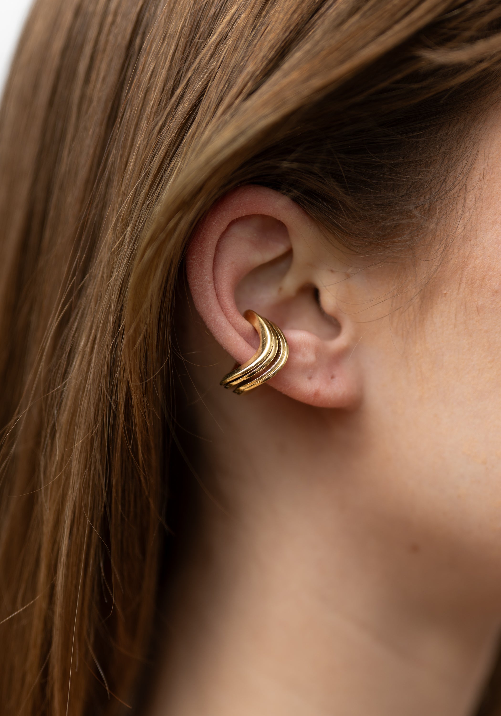 Wavy Plated Stainless Triple Ear Cuff