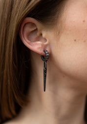 Single Akuma Patinated Stainless and Zirconiums Point Earring - December Thieves