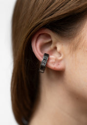 Banka Dark Patinated Stainless and Zirconiums Tiered Ear Cuff