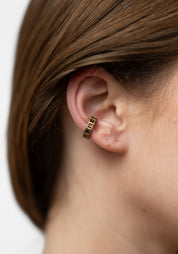 Oni Patinated Stainless and Zirconiums Petite Tiered Ear Cuff