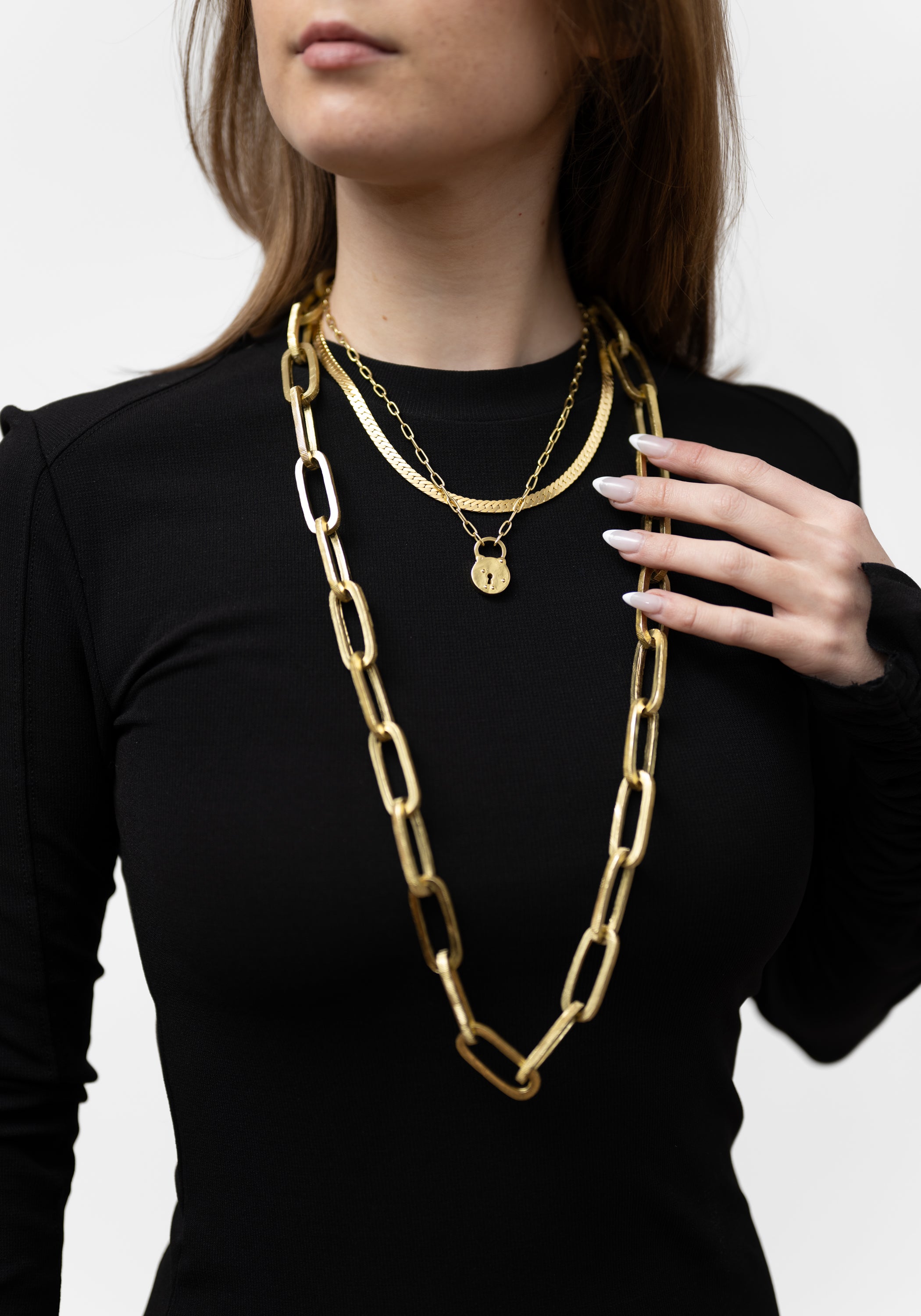 18k Gold Plated Flat Herringbone Collar