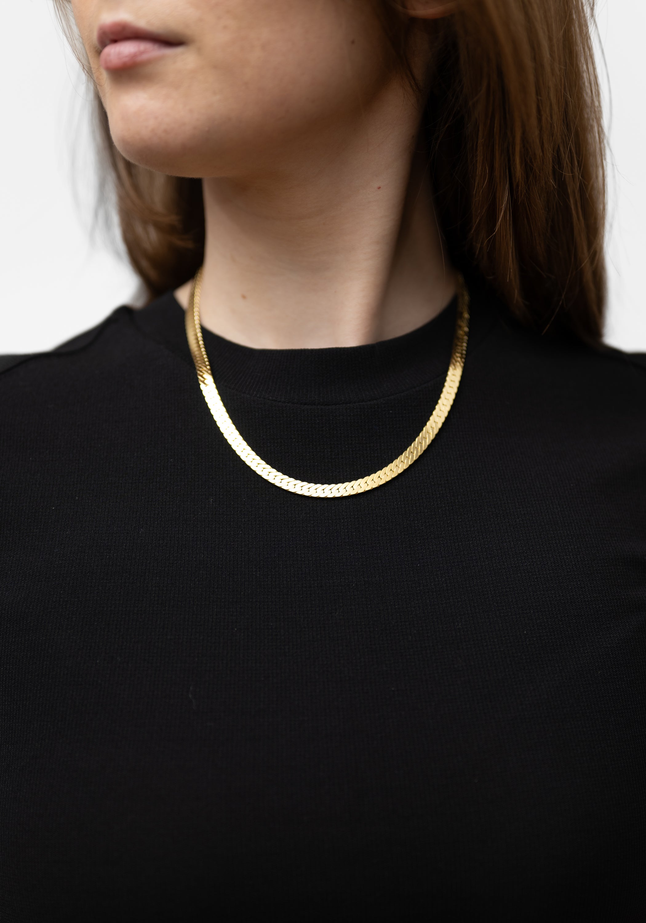18k Gold Plated Flat Herringbone Collar
