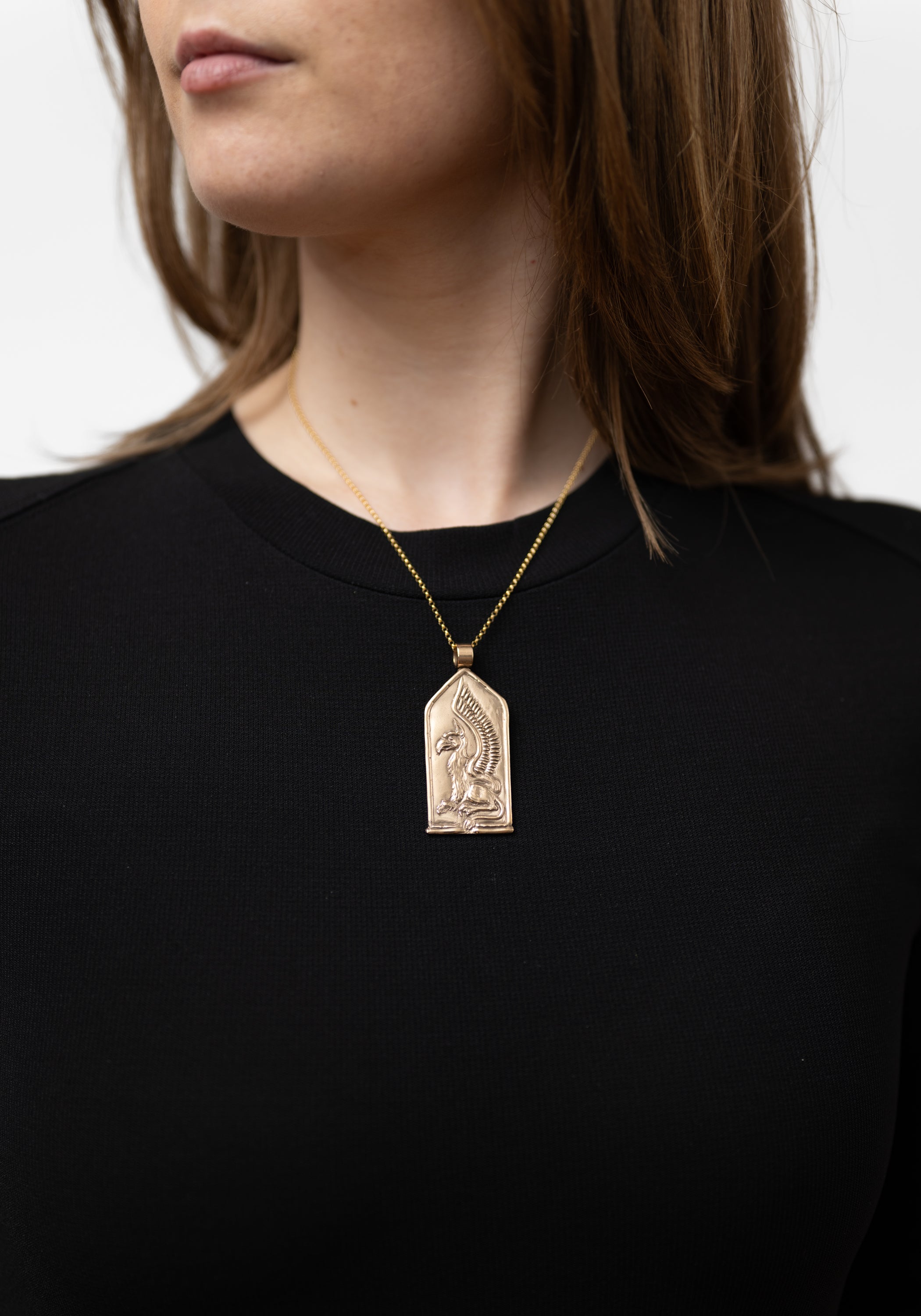 Bronze Griffin Medieval Pendant Necklace