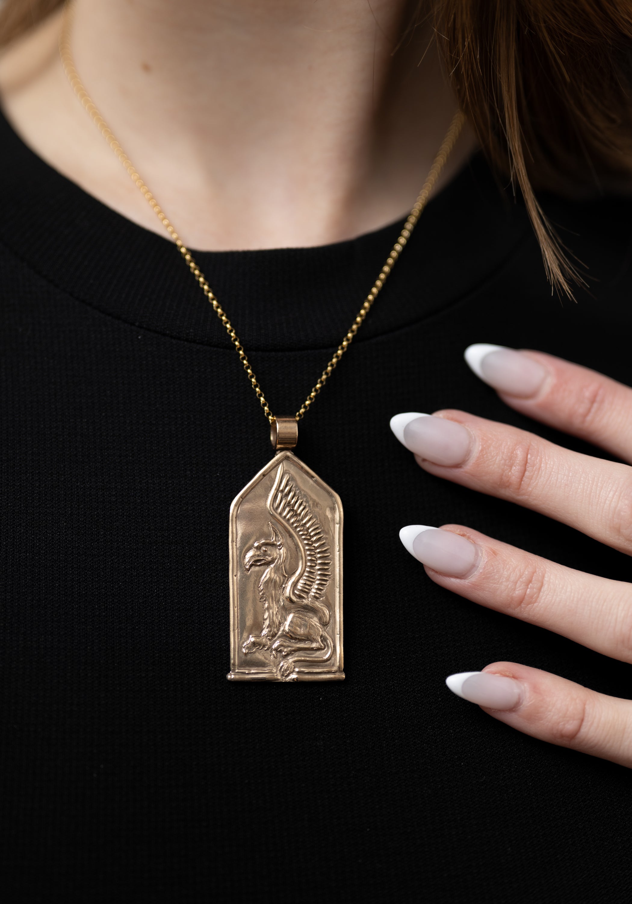 Bronze Griffin Medieval Pendant Necklace
