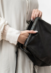 Black Leather Conductor Backpack