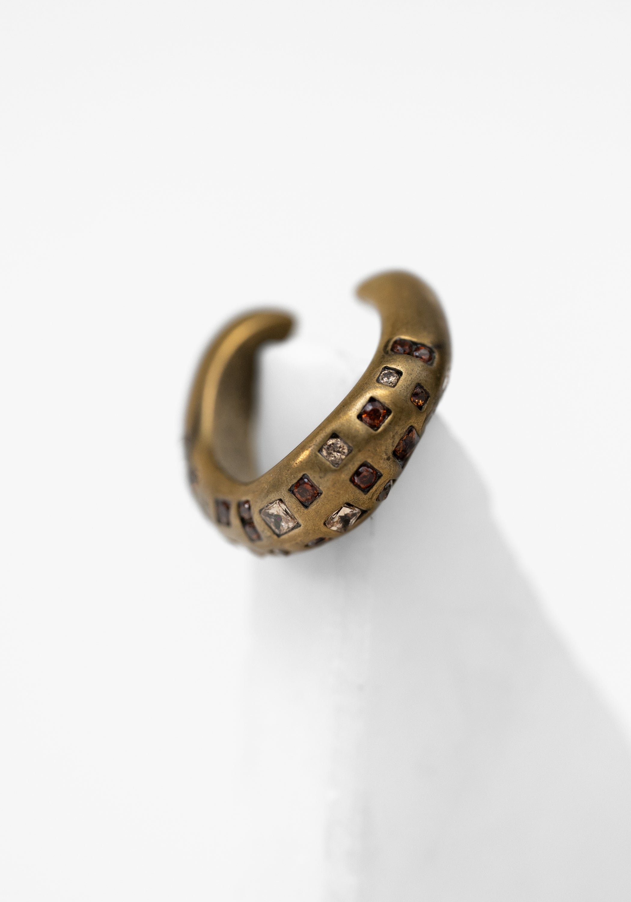 Retsu Patinated Stainless and Pave Zirconiums Twist Ear Cuff