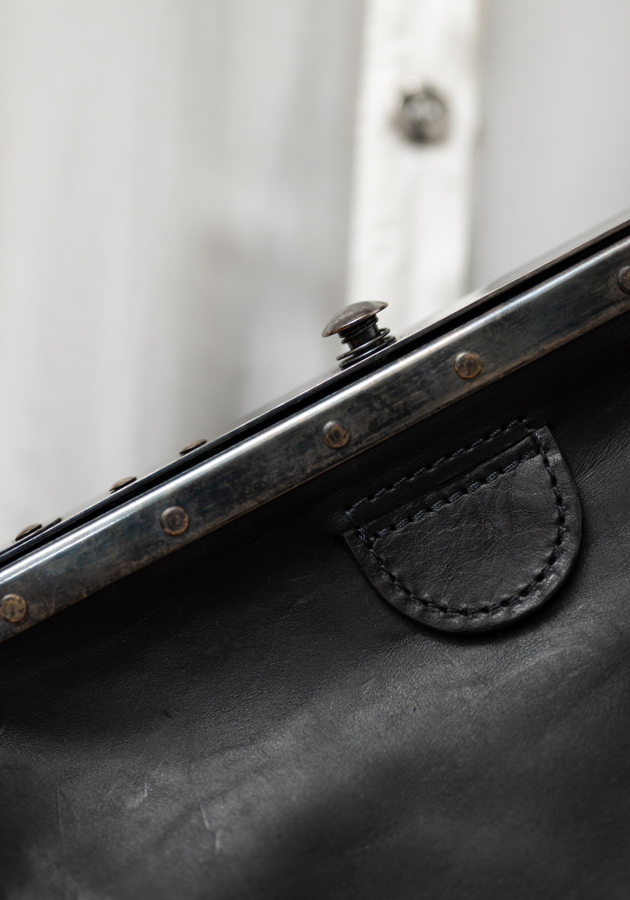 Black Leather Conductor Backpack