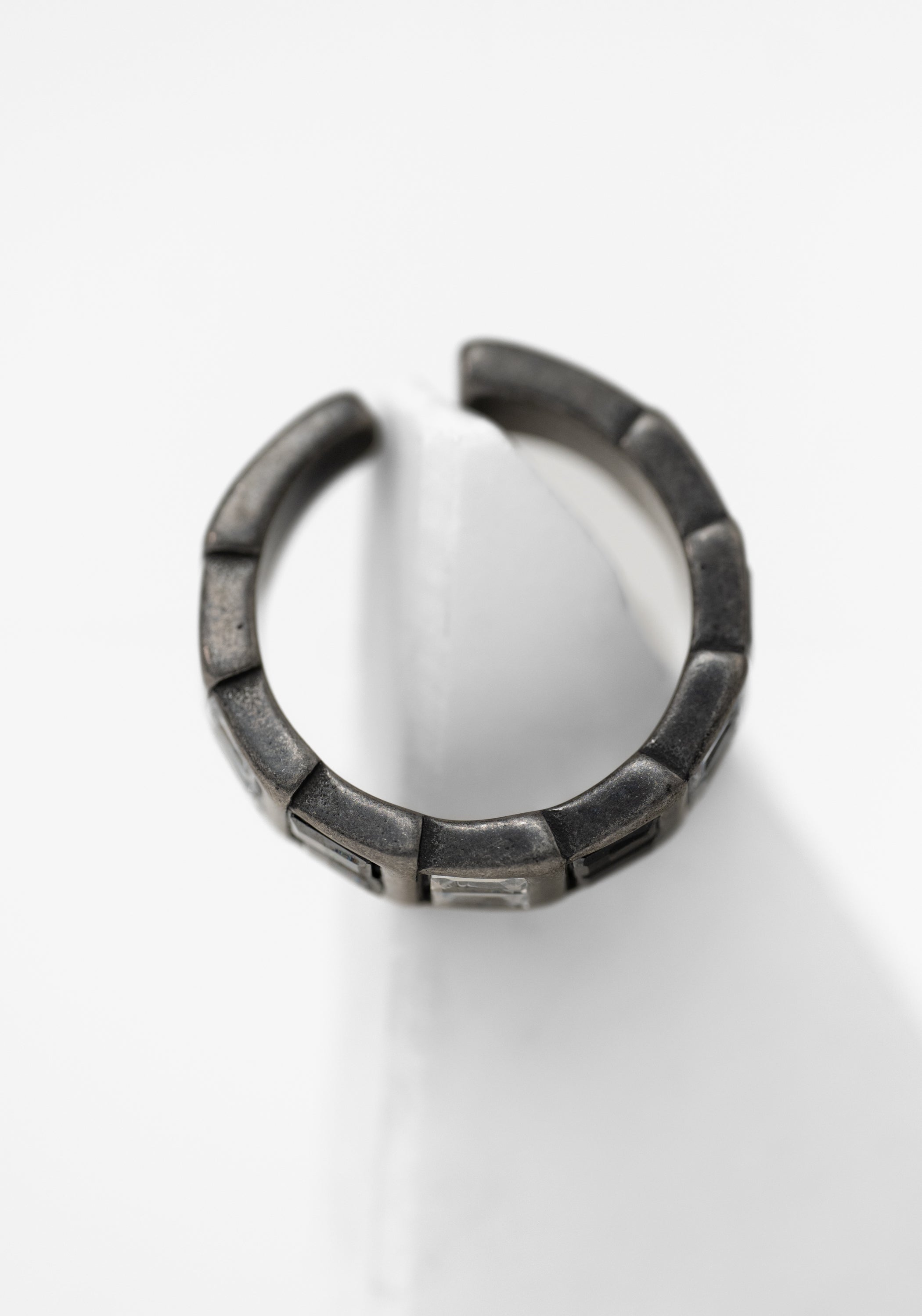 Banka Dark Patinated Stainless and Zirconiums Tiered Ear Cuff