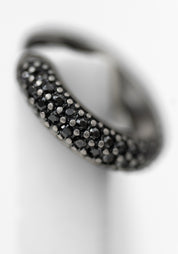 Echo Dark Patinated Stainless and Pave Zirconiums Round Ear Cuff
