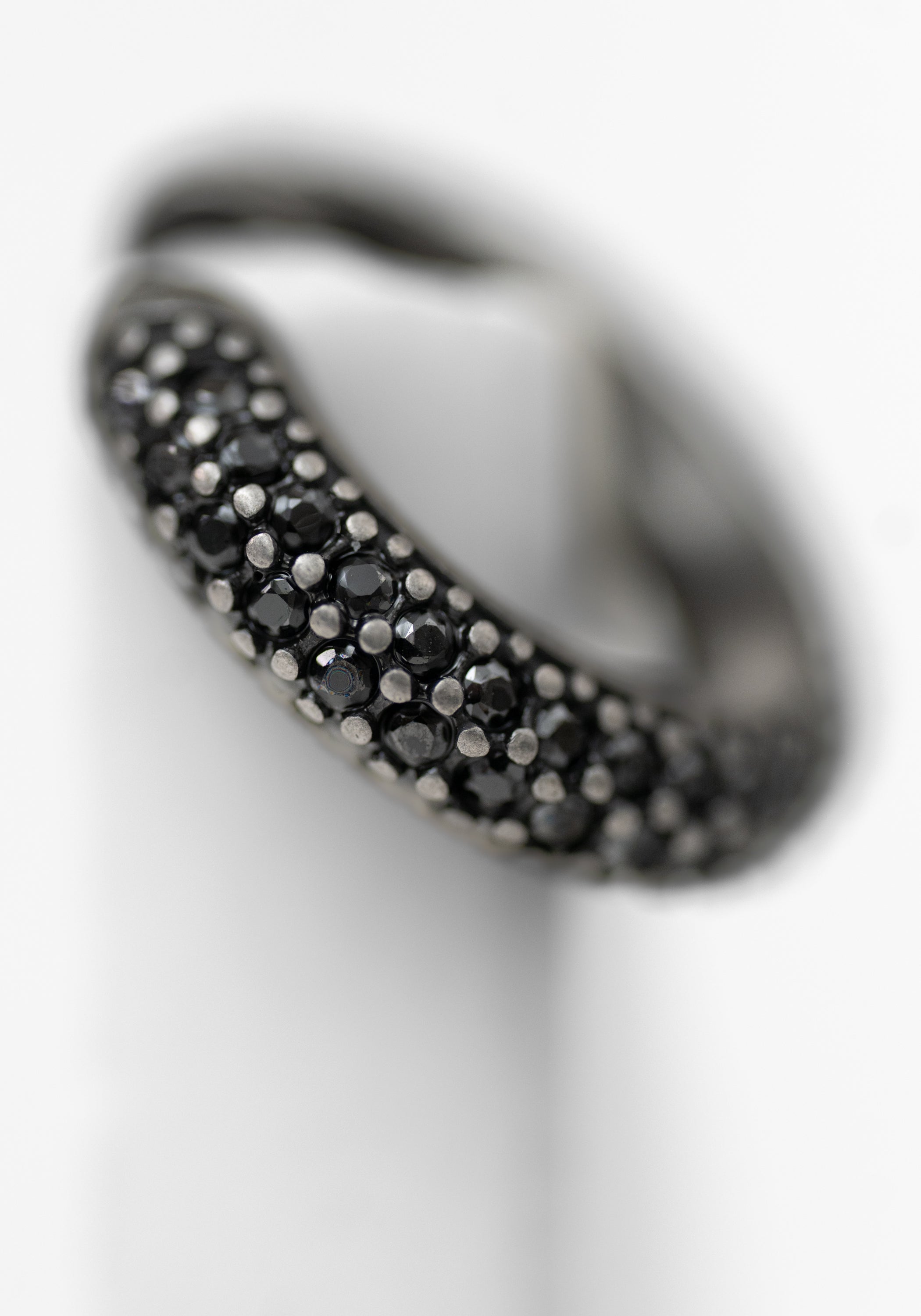 Echo Dark Patinated Stainless and Pave Zirconiums Round Ear Cuff