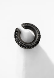 Echo Dark Patinated Stainless and Pave Zirconiums Round Ear Cuff
