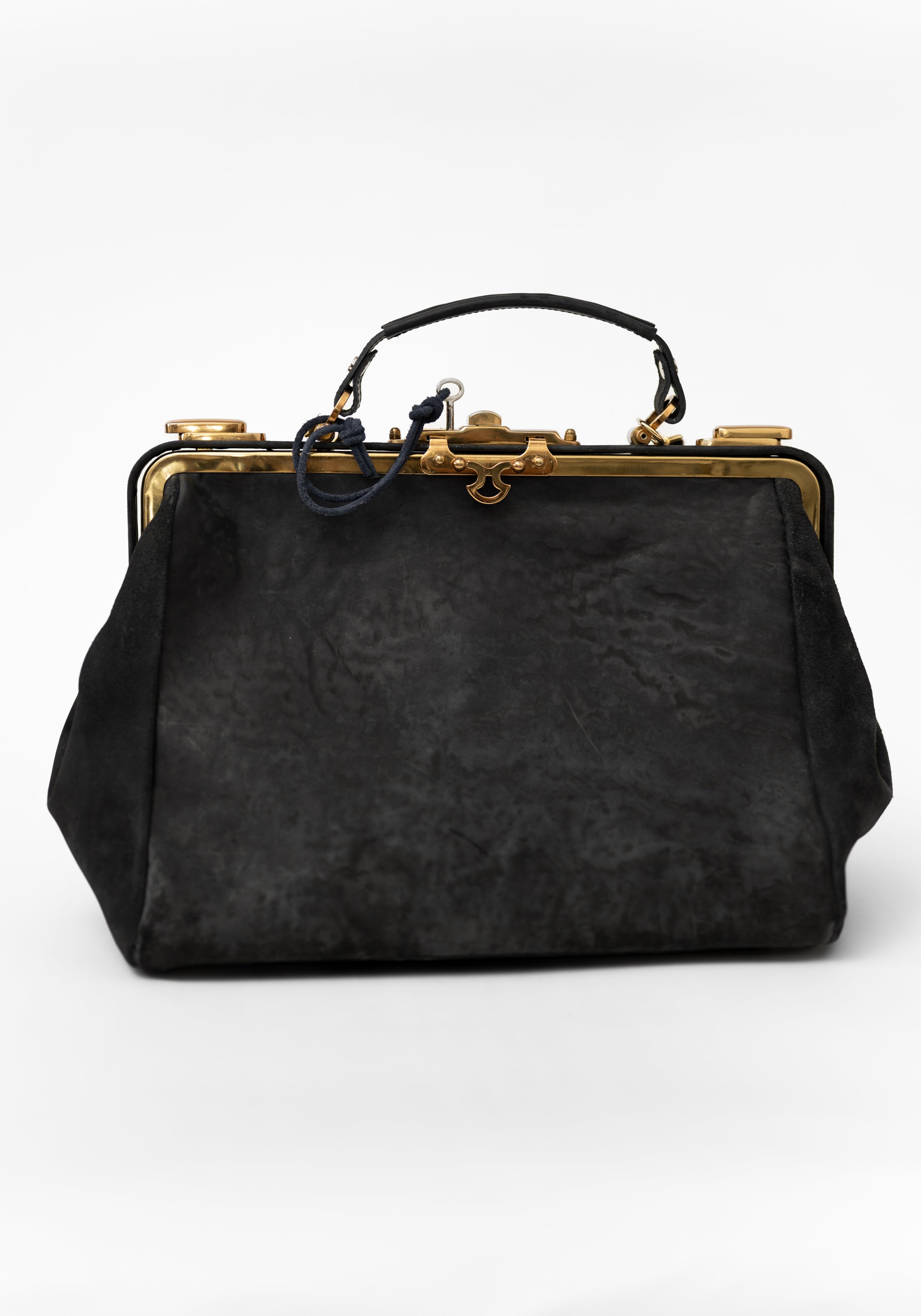 Black Leather Brass Hardware Otto Bag