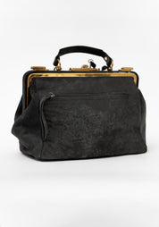 Black Leather Brass Hardware Otto Bag
