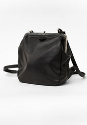 Black Leather Conductor Backpack