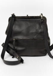 Black Leather Conductor Backpack