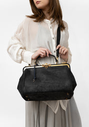 Black Leather Brass Hardware Otto Bag