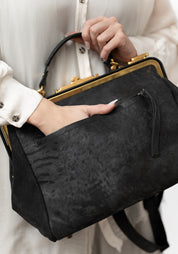 Black Leather Brass Hardware Otto Bag