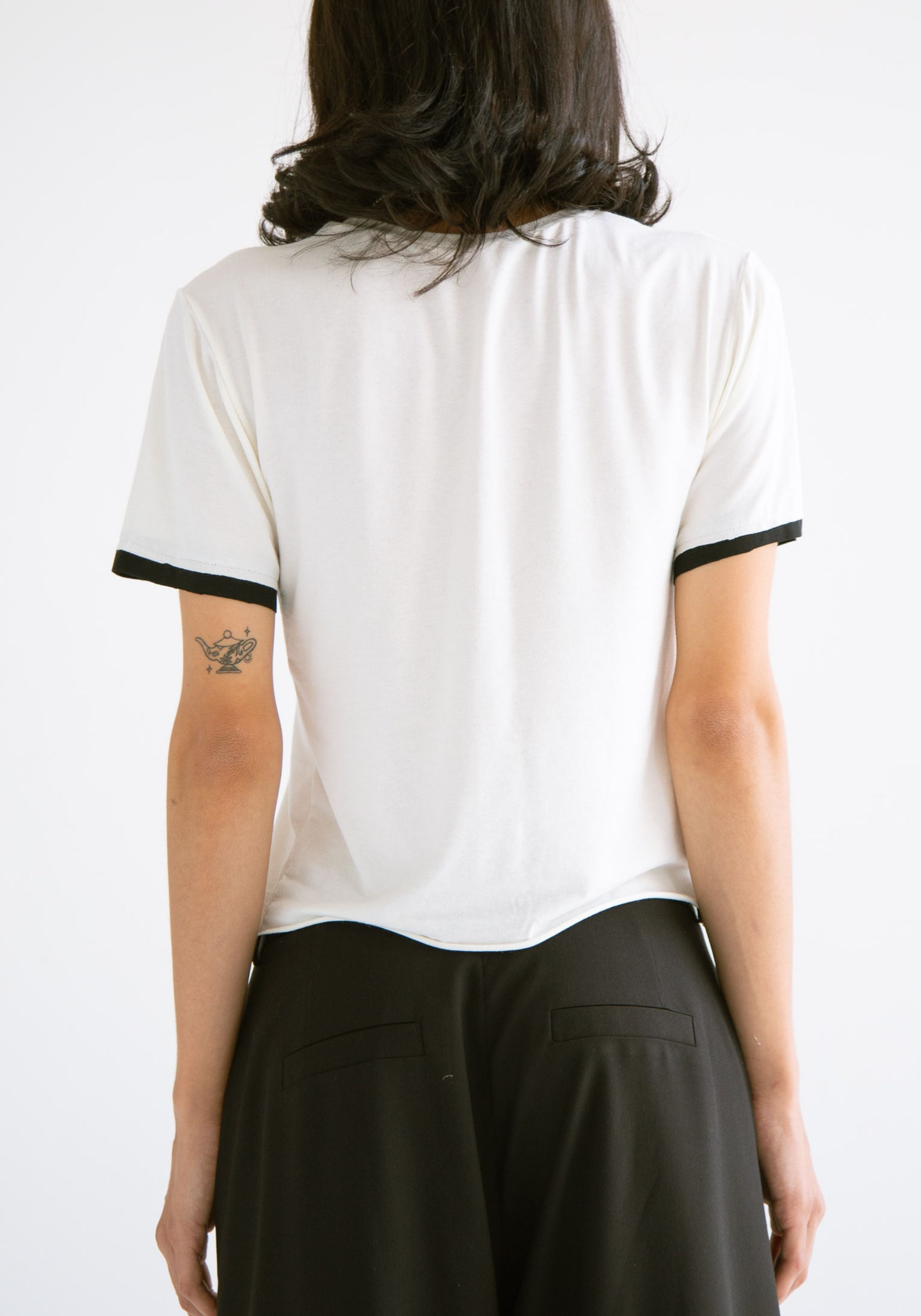 Cropped Contrast Trim T-Shirt