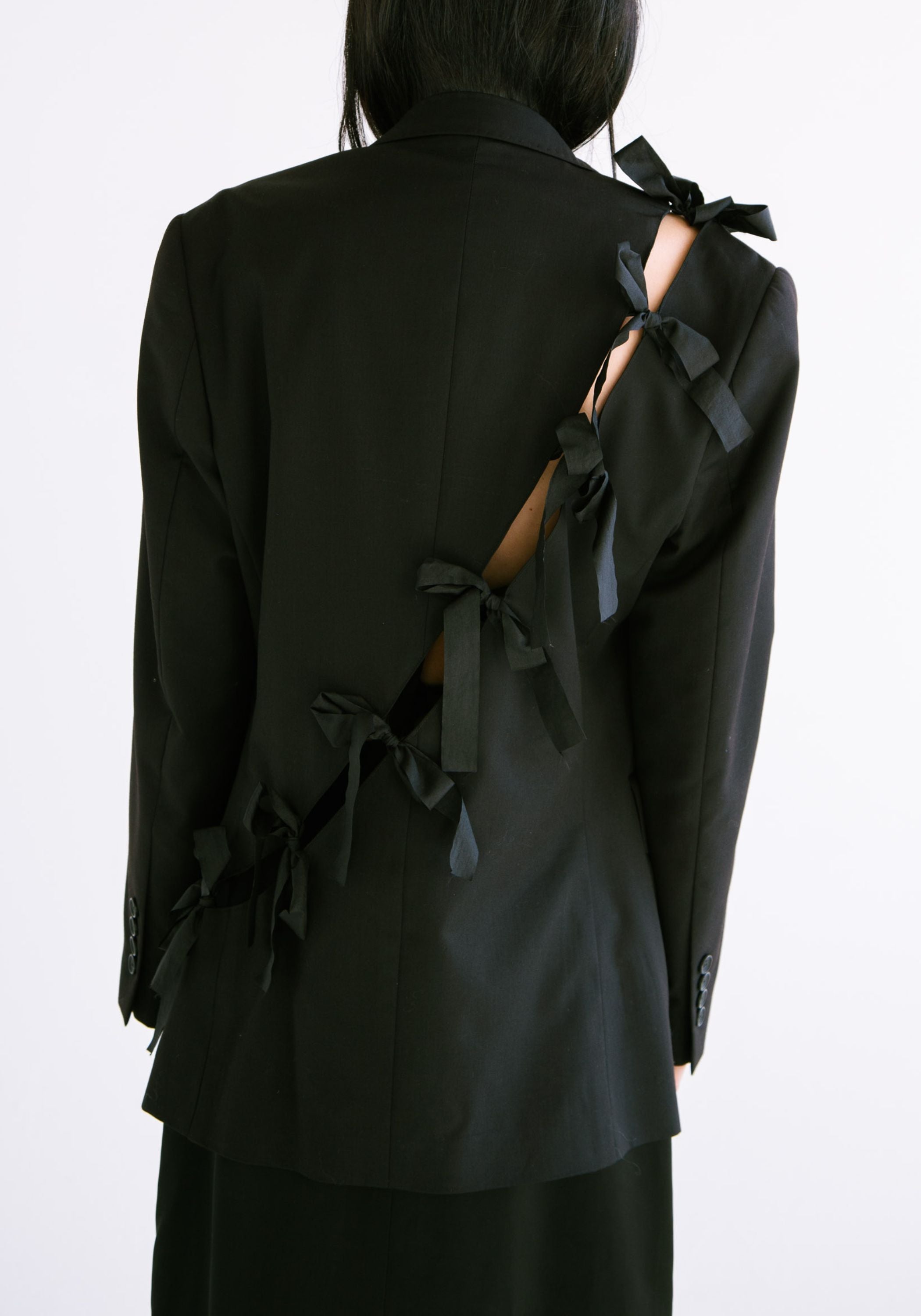 Diagonal Cut-Out Tie Detail Blazer