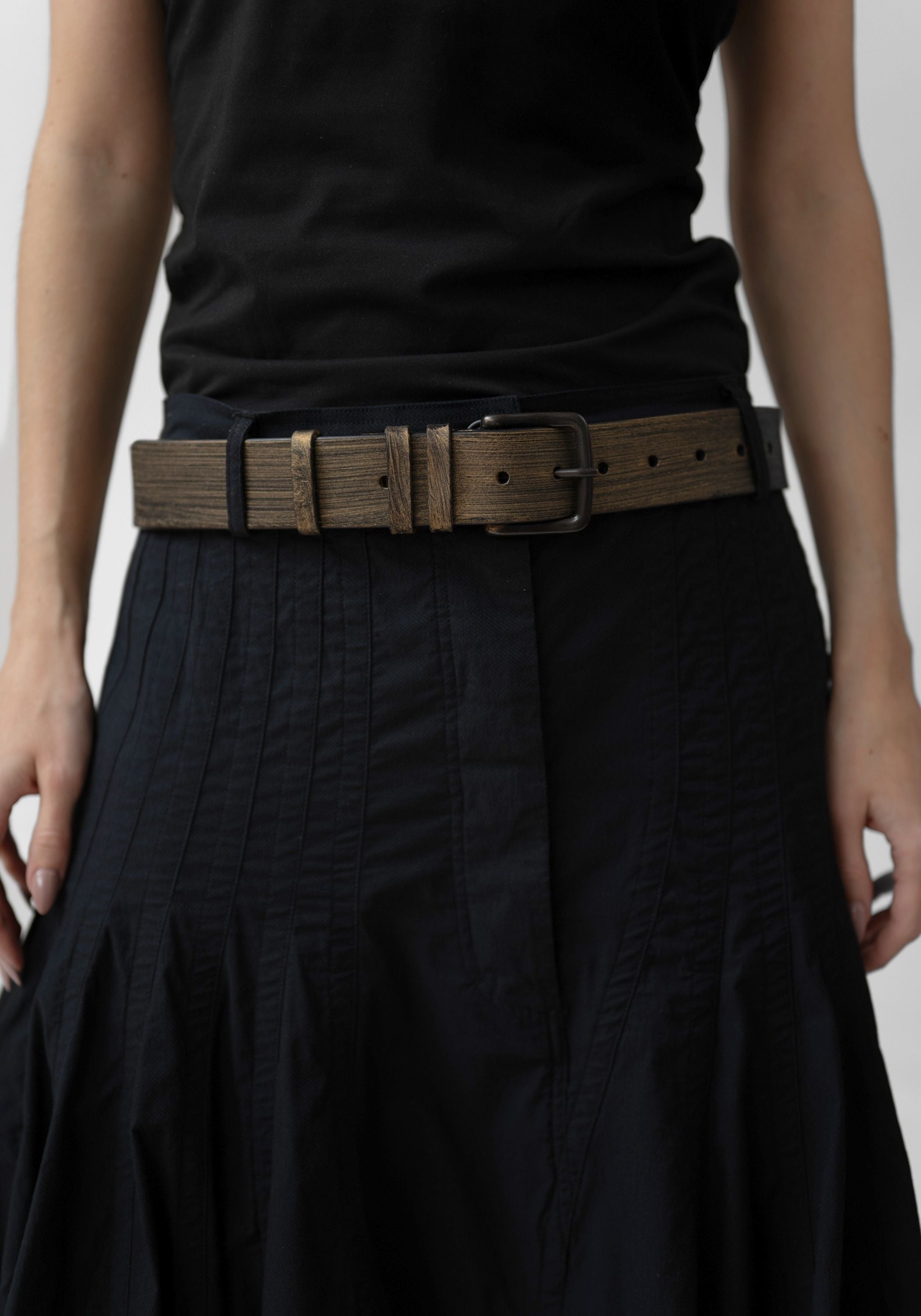 Wide Gold Leather Belt