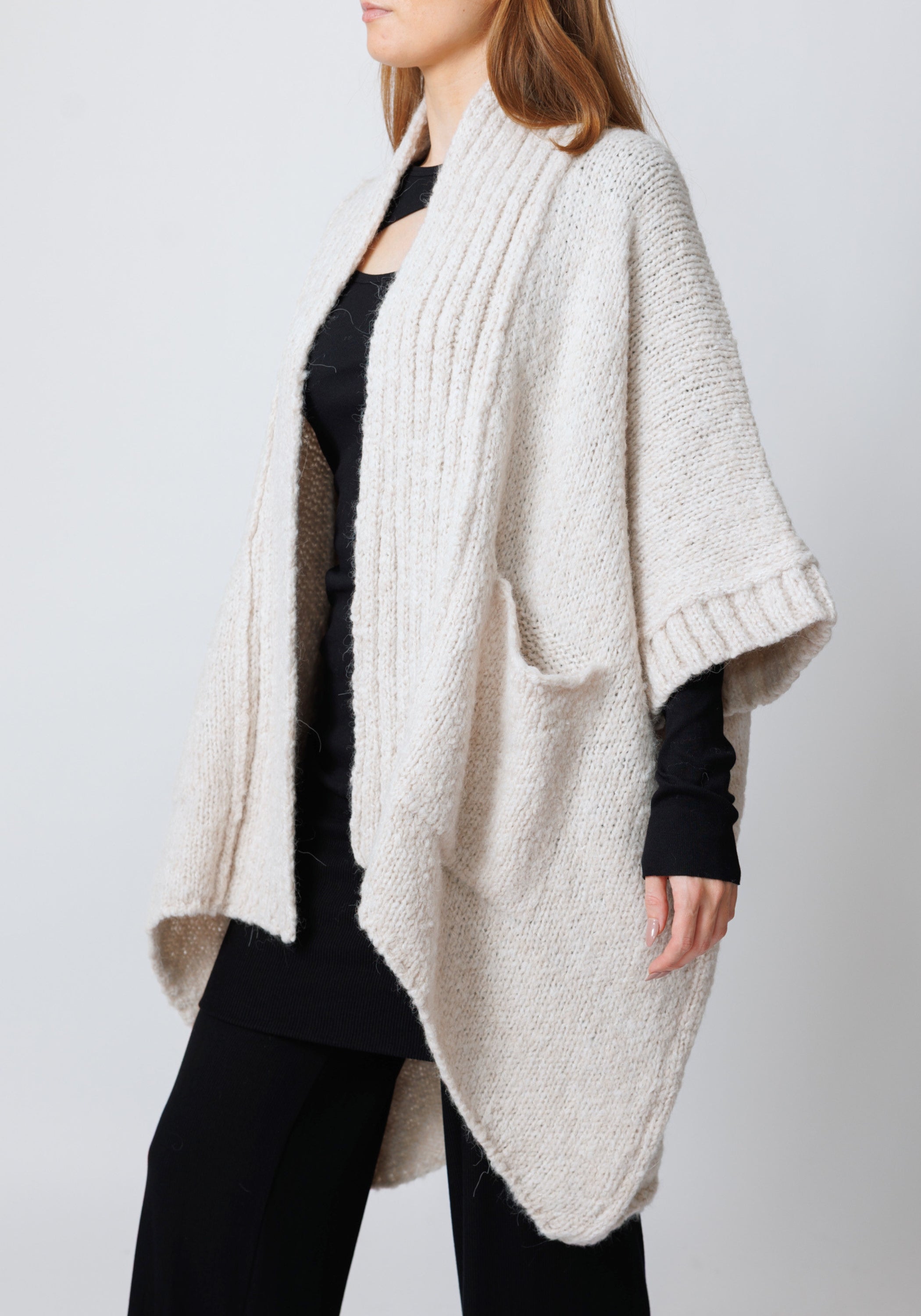 Watts Oversized Drop Shoulder Open Front Knit Cardigan