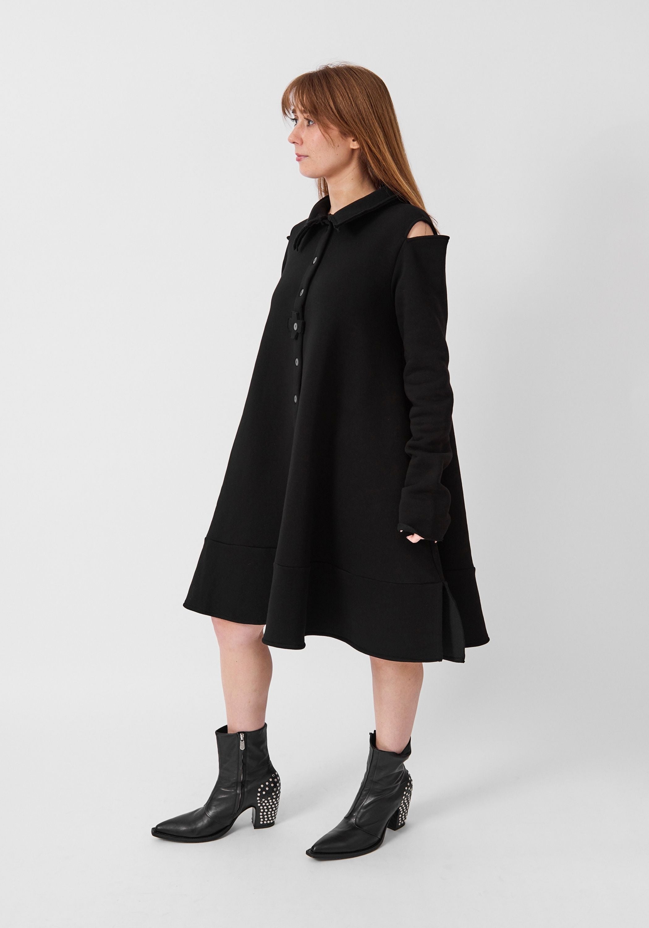 Cut Out Detail Flared Sweatshirt Dress