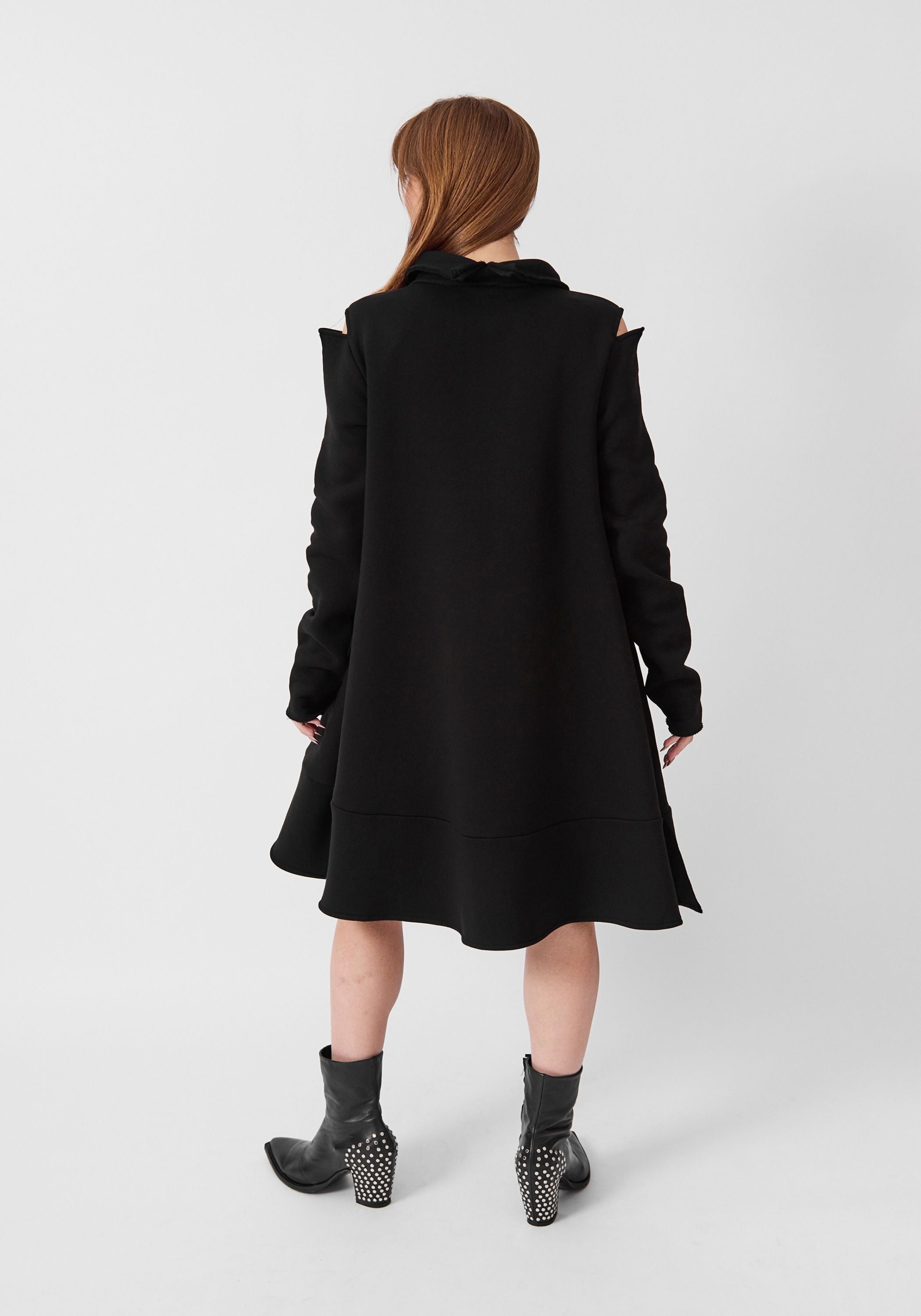 Cut Out Detail Flared Sweatshirt Dress