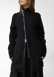 High Neck Zip Front Linen Jacket - December Thieves