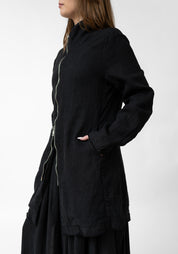 High Neck Zip Front Linen Jacket - December Thieves