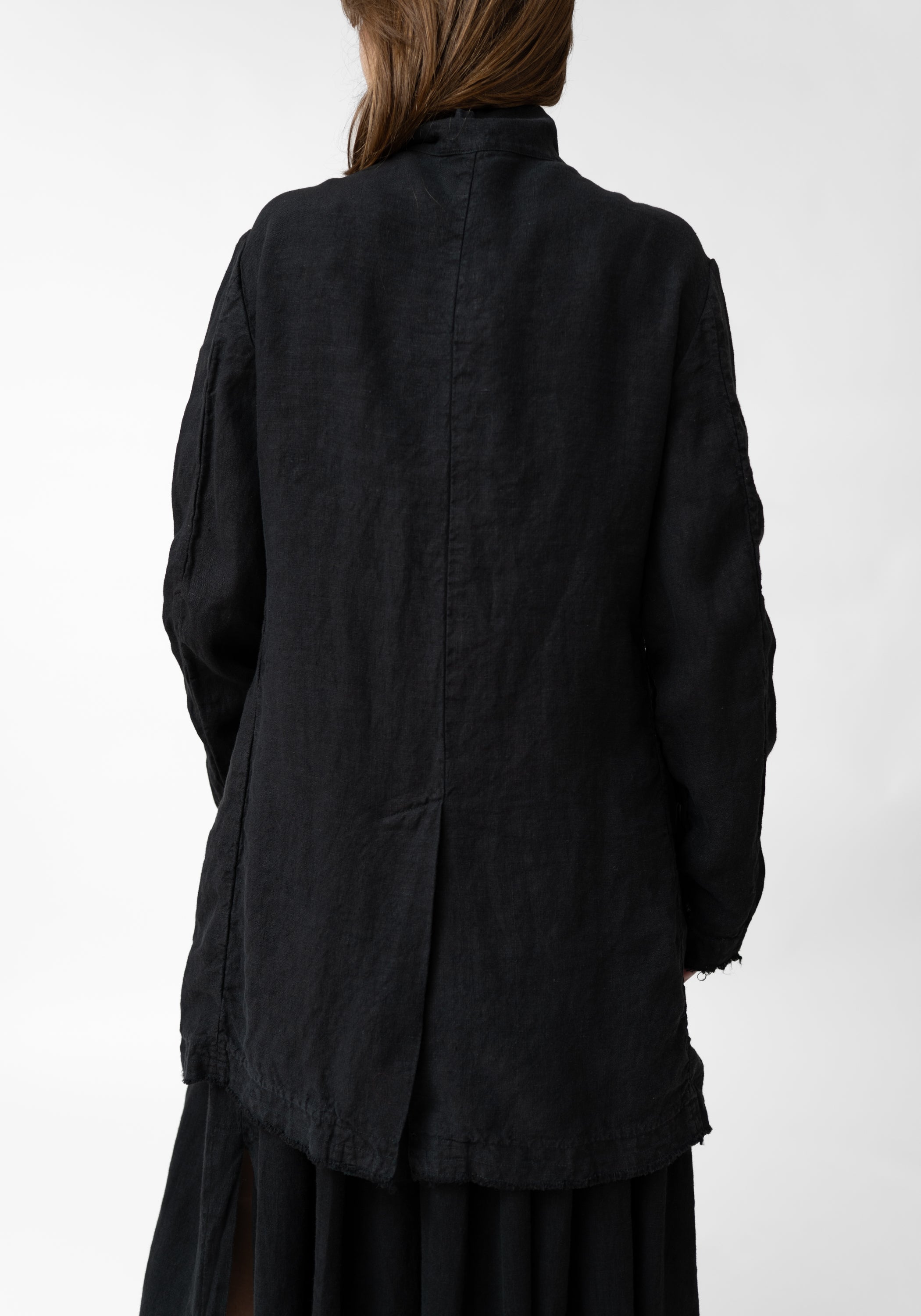 High Neck Zip Front Linen Jacket - December Thieves